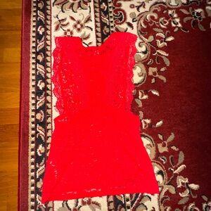 Free People Red Lace Top